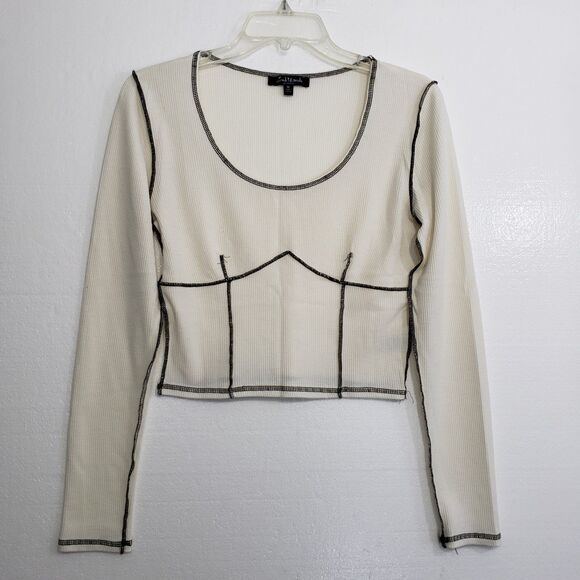 Mixed Threads Los Angeles Women's Scoop Neck Exposed Stitching Blouse, Size Med. - Picture 7 of 8